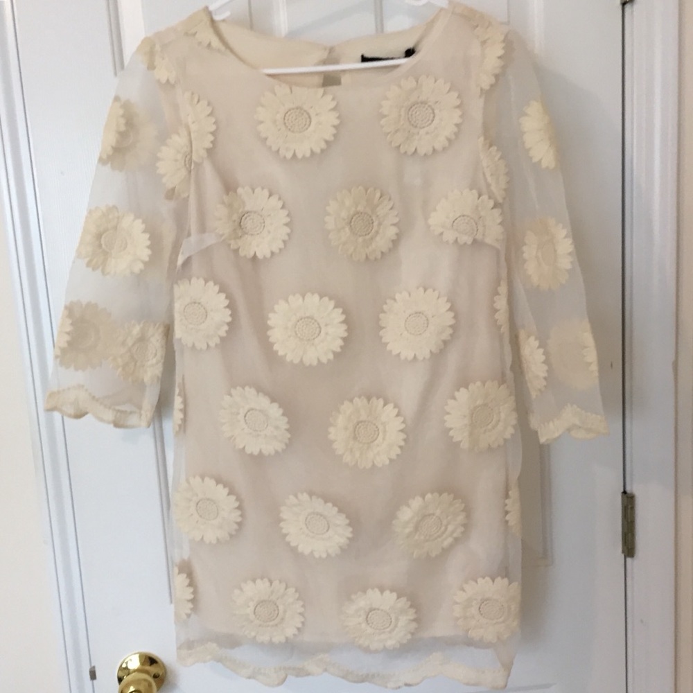Ark & Co Cream Dress with Floral Lace Design